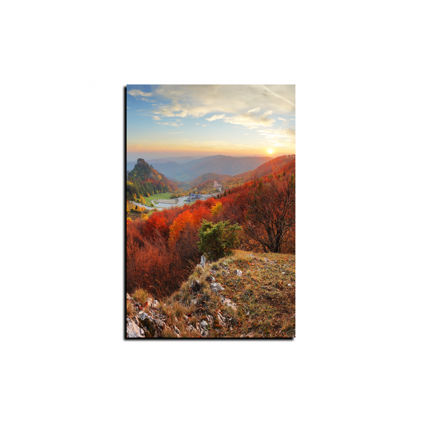Obraz na plátně - Podzimní krajina při západu slunce, Slovensko, Vrsatec - obdélník